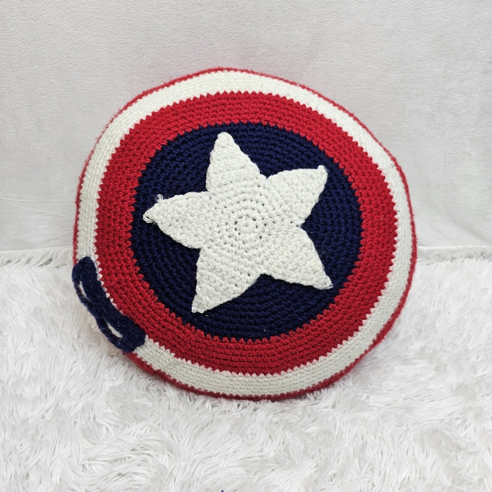 Captian america marvel crochet handmade throw pillow.